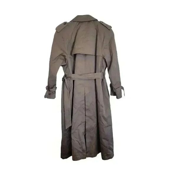 London Fog Women's Tan Light Brown British Khaki Poly Double Breasted Lined Tren - Picture 6 of 13